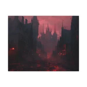 Gothic Town Street at Dusk Canvas Print