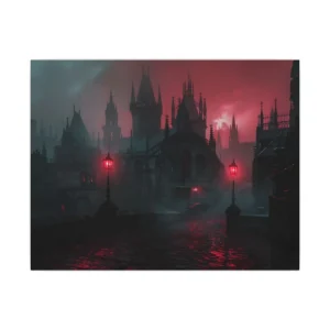 Gothic Cathedral Street at Night Canvas Print