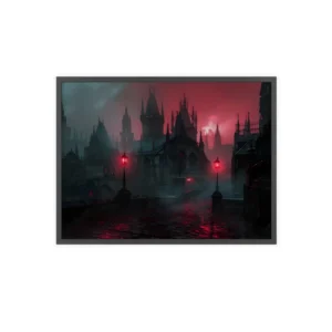 Gothic Cathedral Street at Night Framed Poster