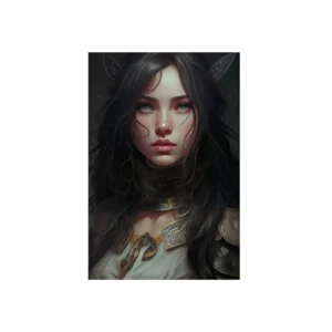 Dark-Haired Woman in Gold Armor Metal Poster
