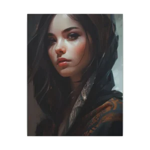 Hooded Young Woman Portrait Canvas Print