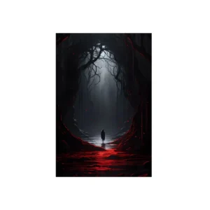 Hooded Figure in Dark Forest Metal Poster