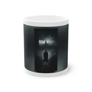 Man in Hat Overlooking City Mug