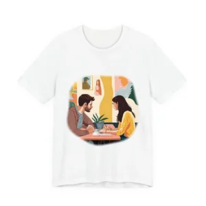 Couple Talking at Café Table T-Shirt