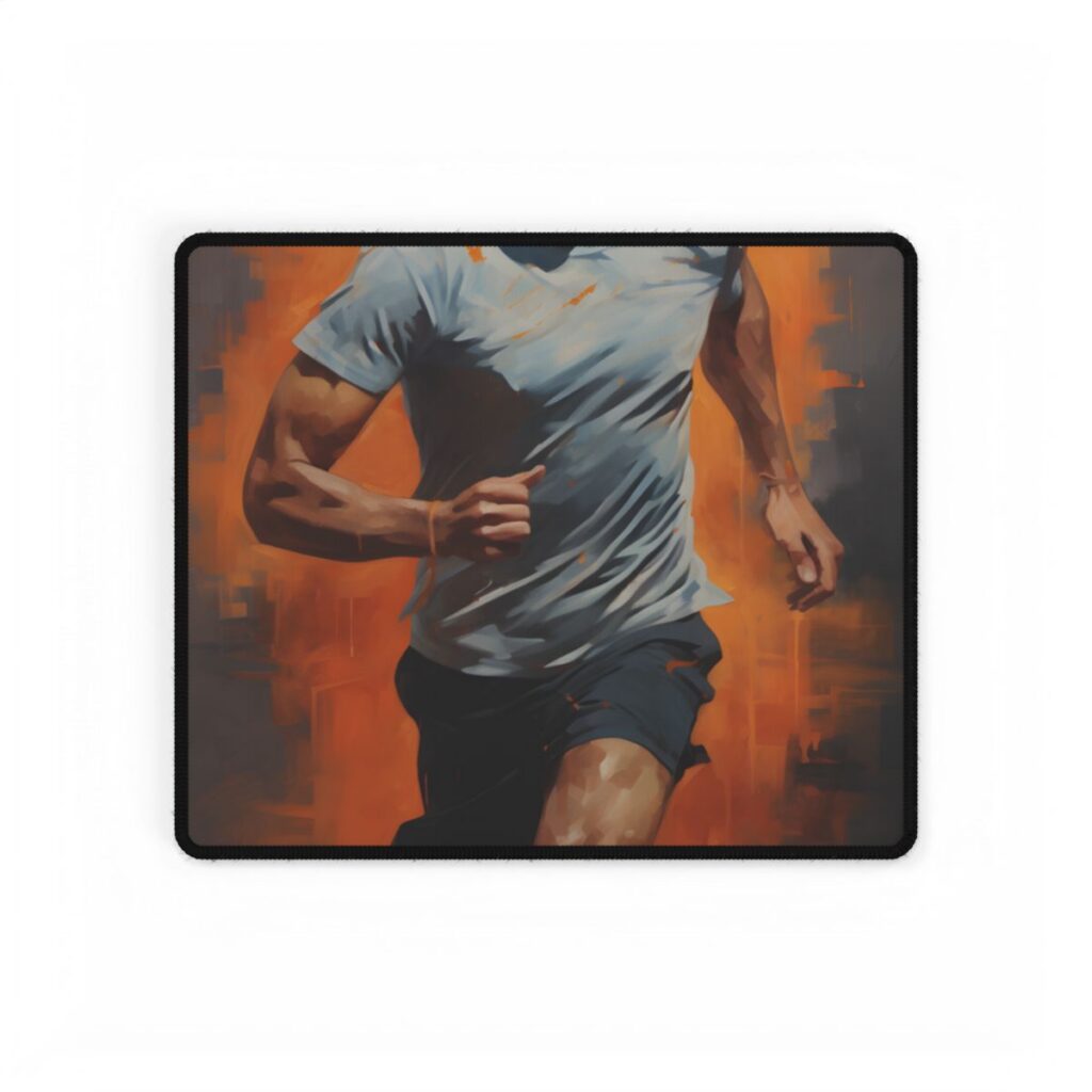 Dedicated Athle: Outdoor Fitness in Action - Artwork - Desk Mat