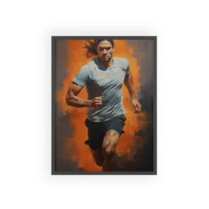 Man Running in Orange Framed Poster