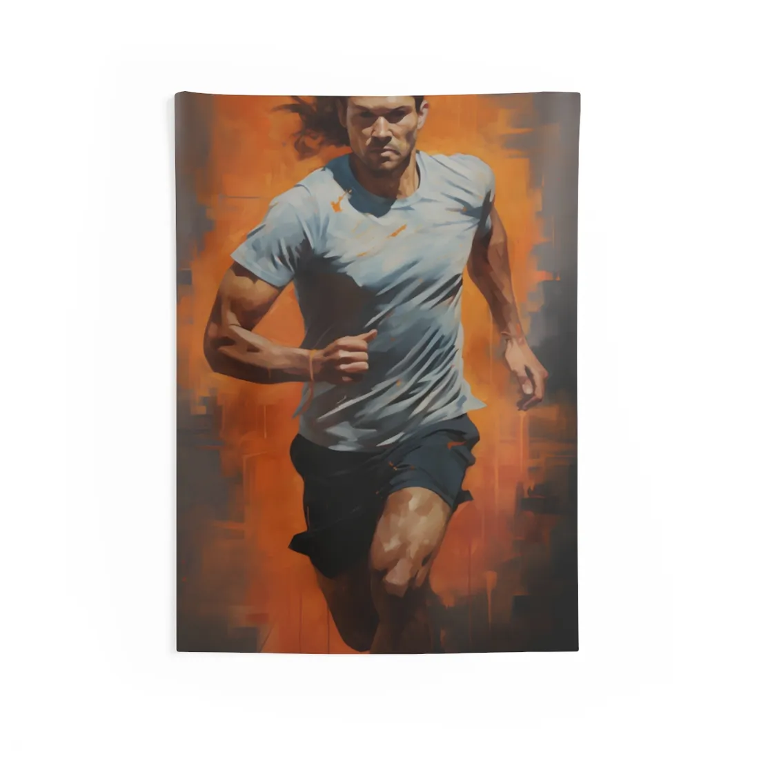 Dedicated Athle: Outdoor Fitness in Action - Wall Tapestry