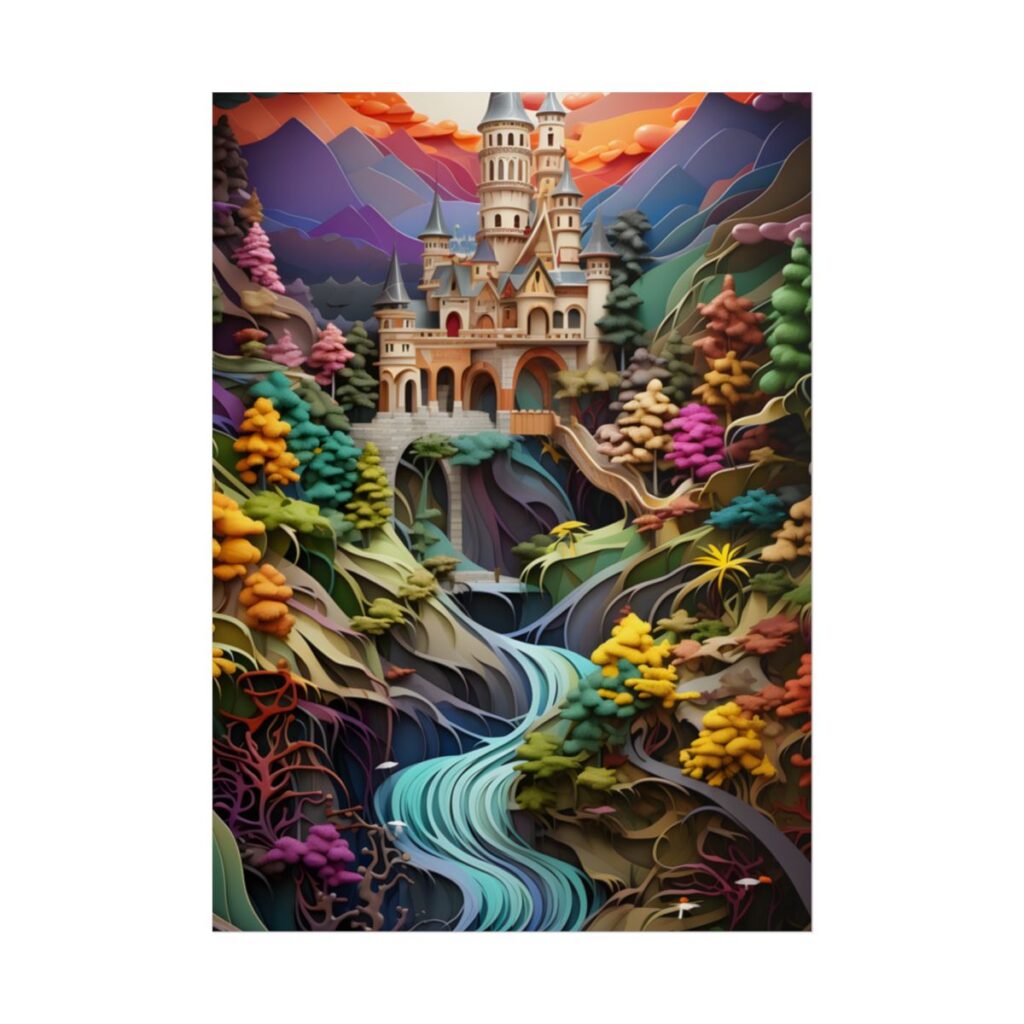 Delicate European Landscape: Paper Quilling Artwork - Poster