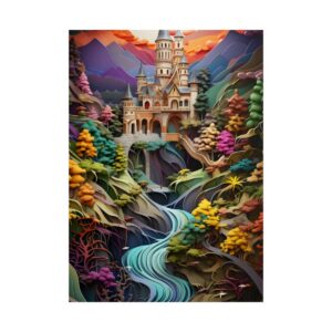 Fantasy Castle over a River Poster