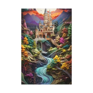 Fantasy Castle over a River Canvas Print