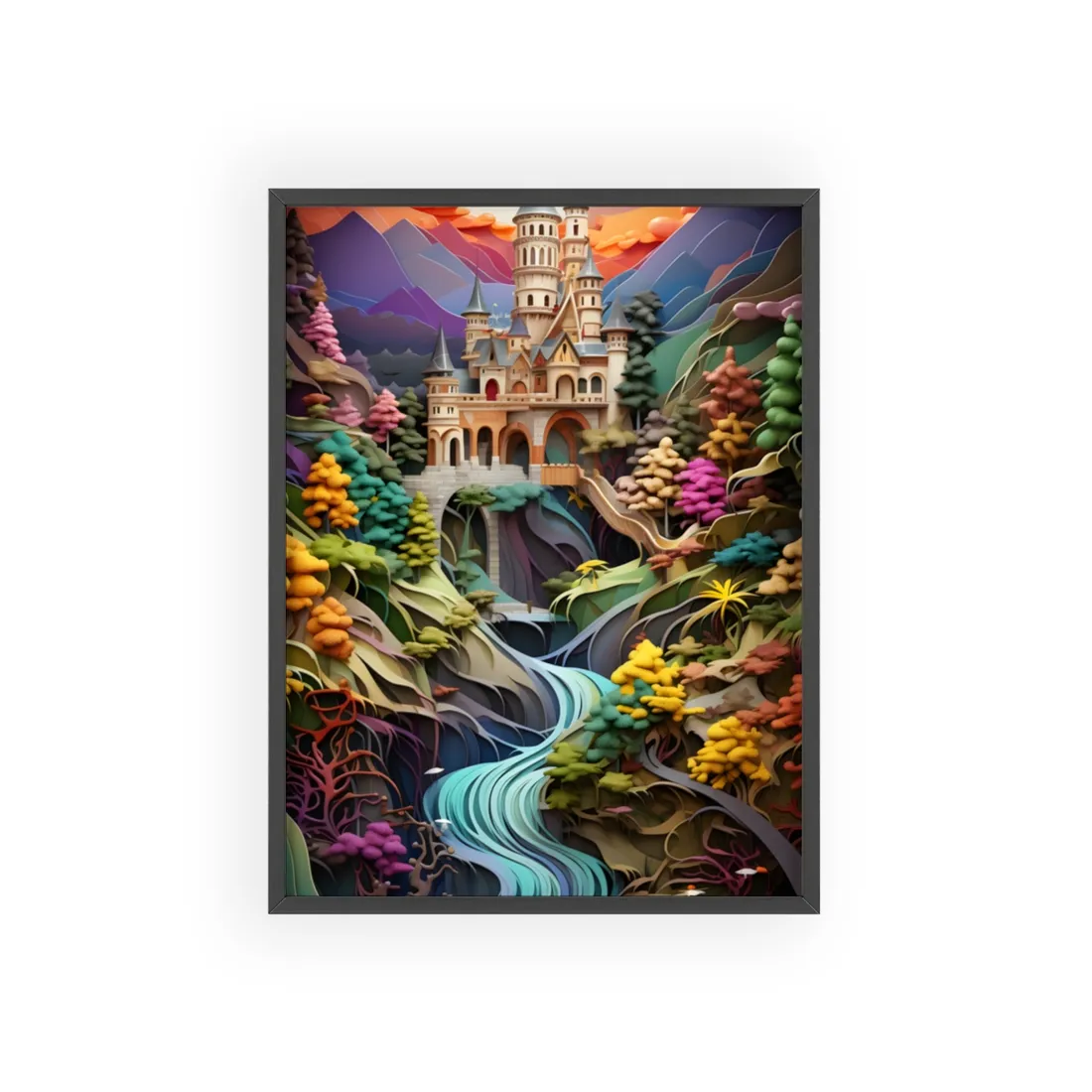 Delicate European Landscape: Paper Quilling - Framed Poster