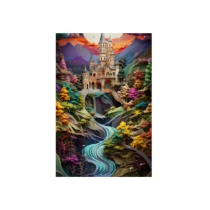 Fantasy Castle over a River Metal Poster