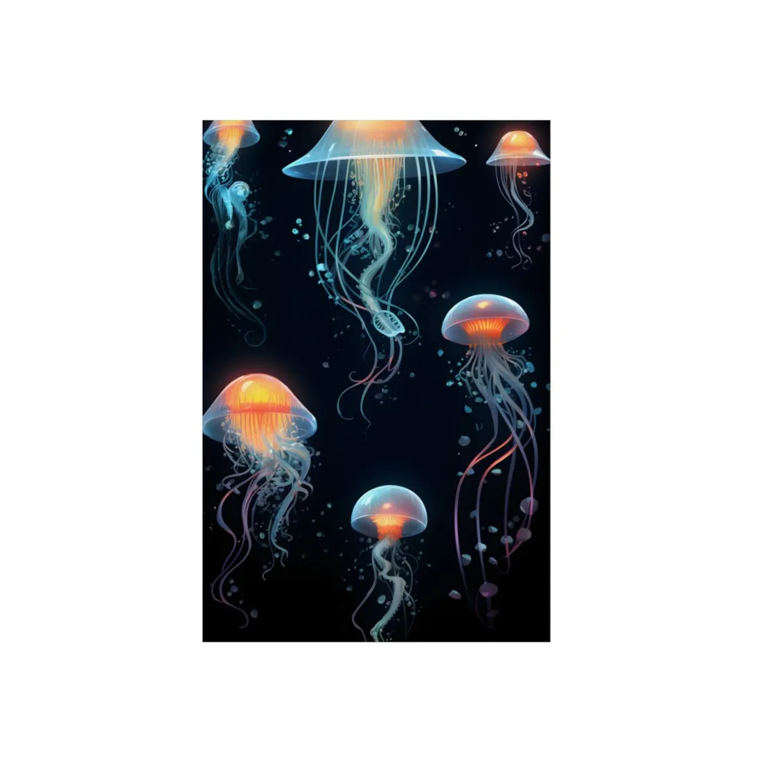 Delicate Jellyfish Glow: Bioluminescent Ocean - Metal Poster