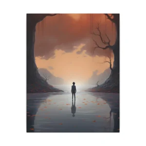 Boy Standing in Still Water Canvas Print
