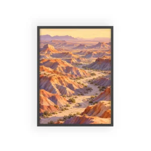 Badlands Canyon at Sunset Framed Poster