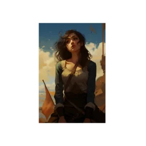 Woman with Wind-Blown Hair Metal Poster