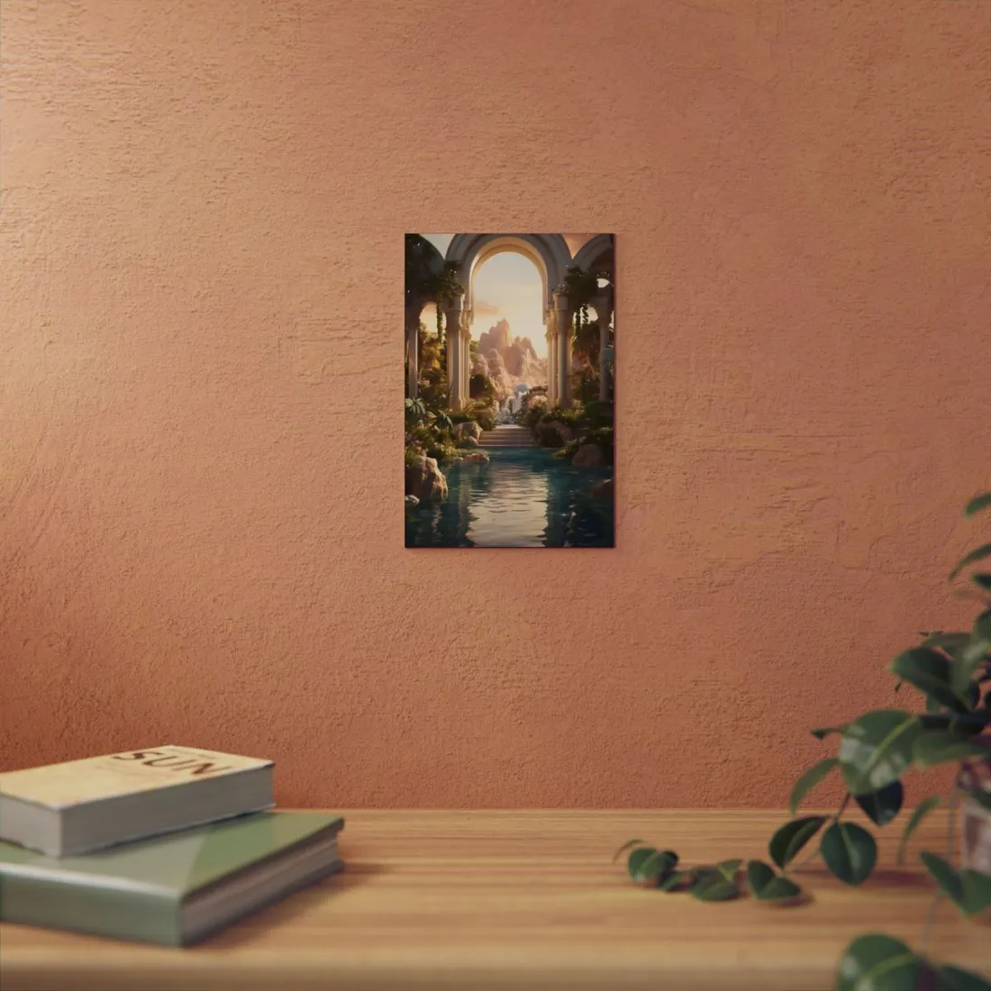 Desert Oasis: Arabian Nights-Inspired Artwork at Golden Hour - Metal Poster