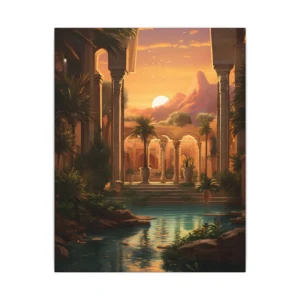 Arched Courtyard at Sunset Canvas Print