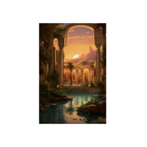 Arched Courtyard at Sunset Metal Poster