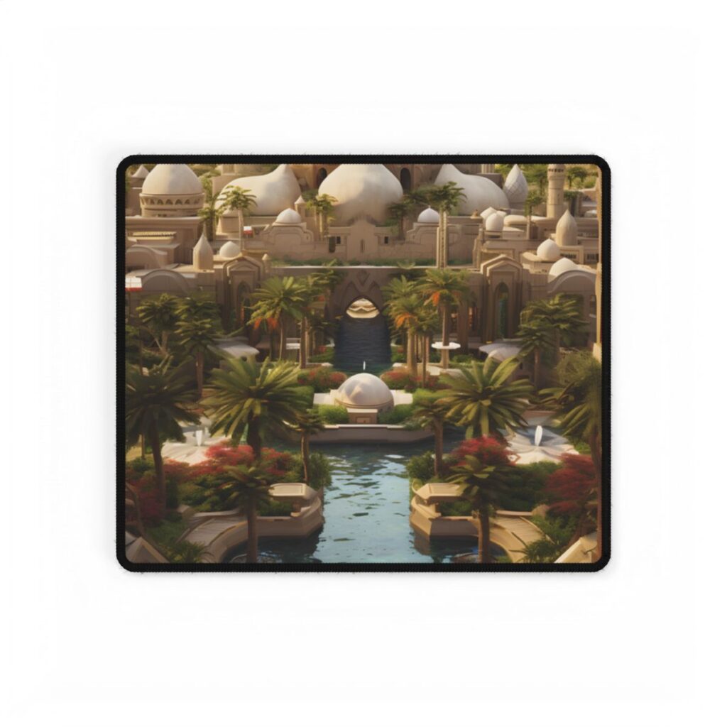 Desert Oasis Dreams: Arabian Nights-Inspired Artwork - Desk Mat