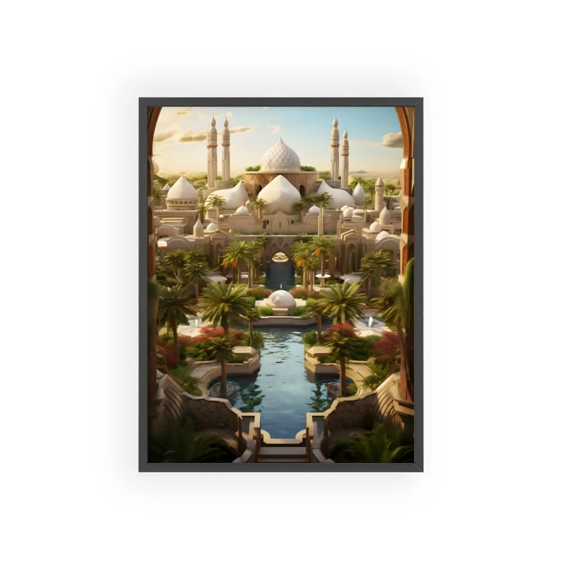 Desert Oasis Dreams: Arabian Nights-Inspired - Framed Poster