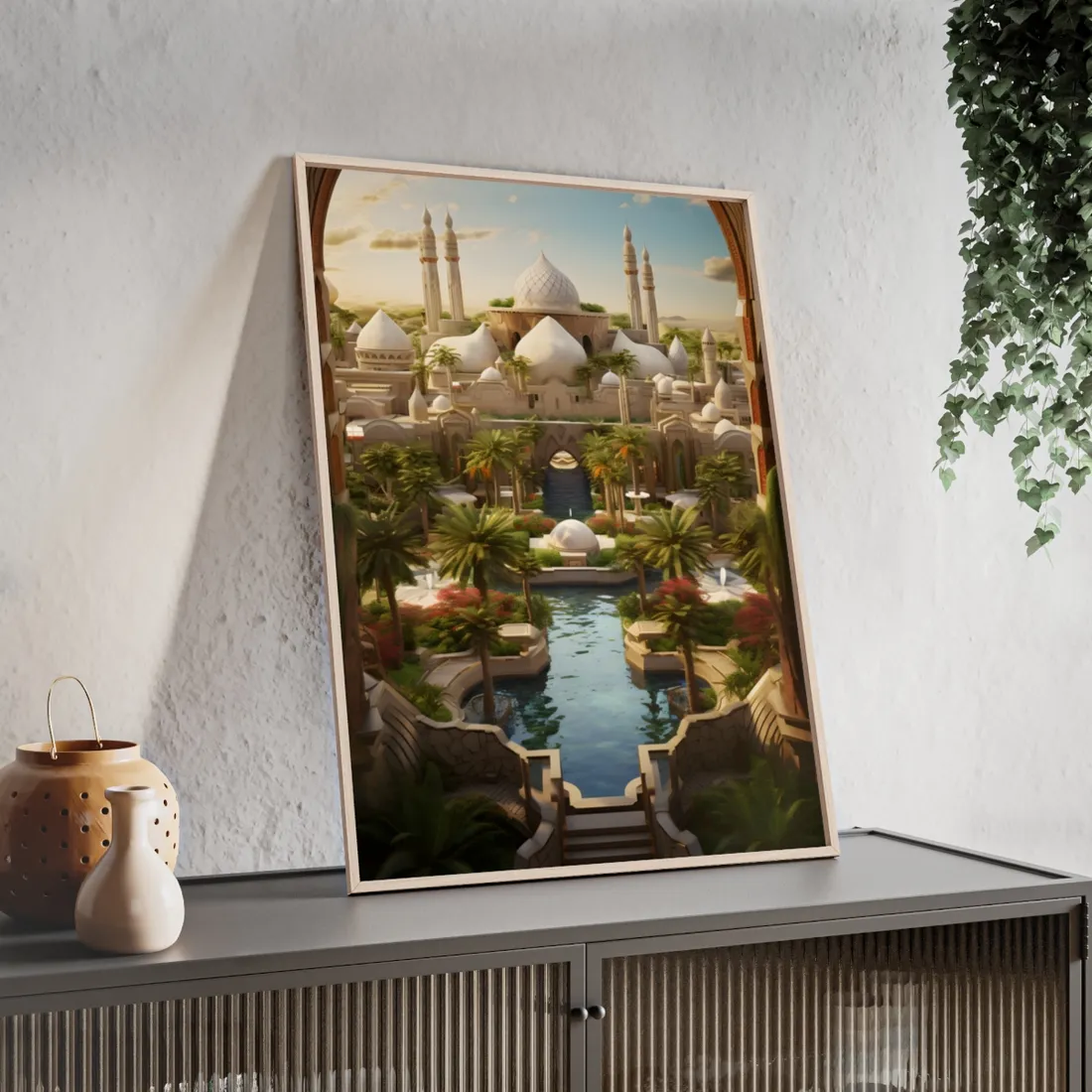 Desert Oasis Dreams: Arabian Nights-Inspired - Framed Poster