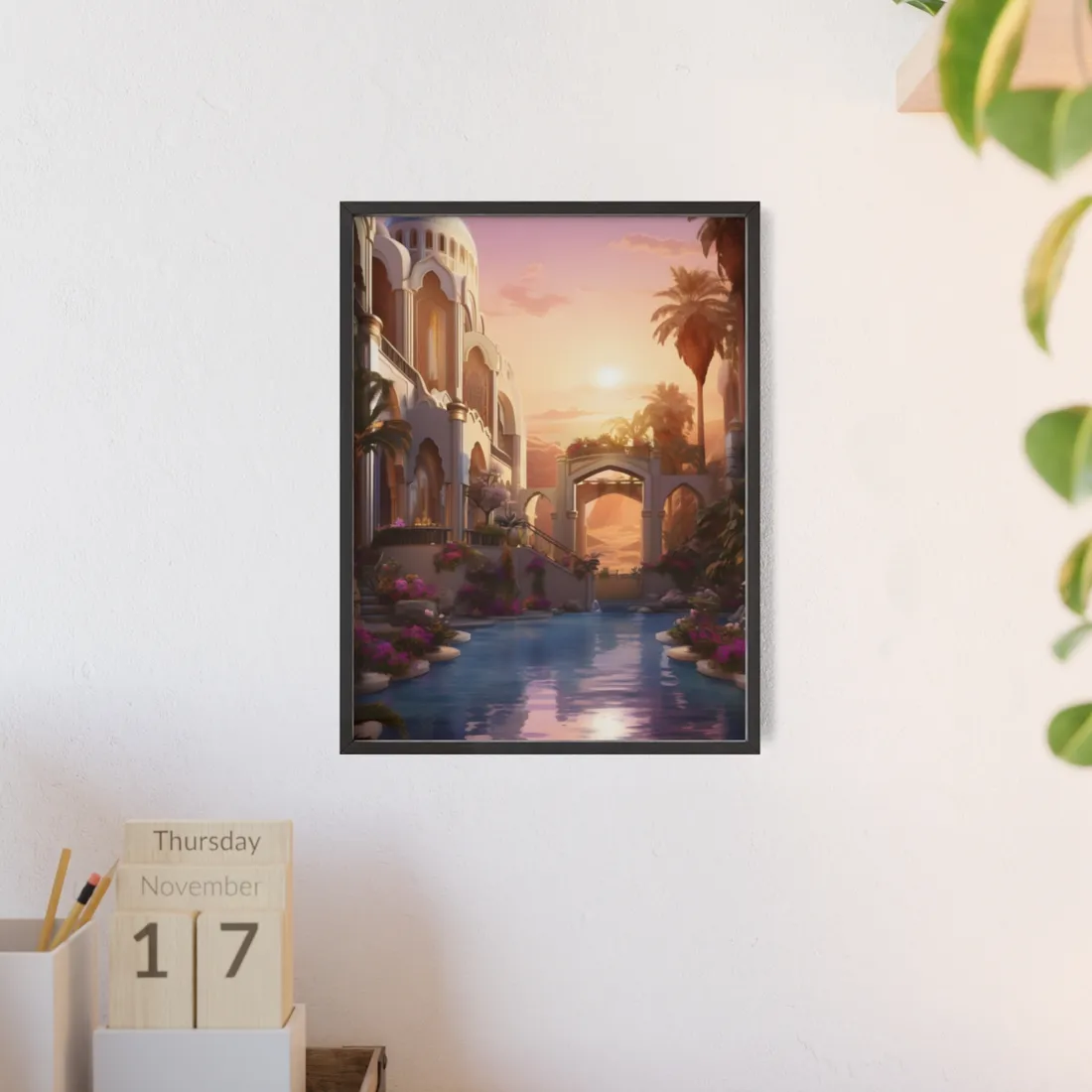 Desert Oasis Serenity: Arabian Nights-Inspired - Framed Poster