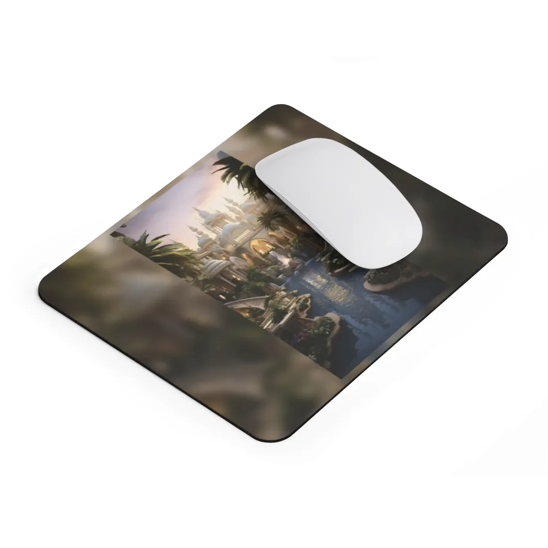 Desert Oasis Serenity: Arabian Nights-Inspired Landscape Art - Mouse Pad