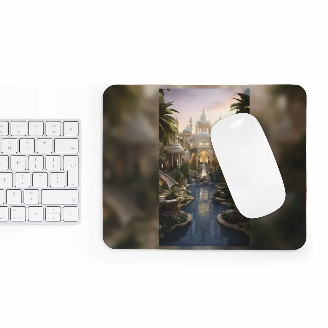 Desert Oasis Serenity: Arabian Nights-Inspired Landscape Art - Mouse Pad