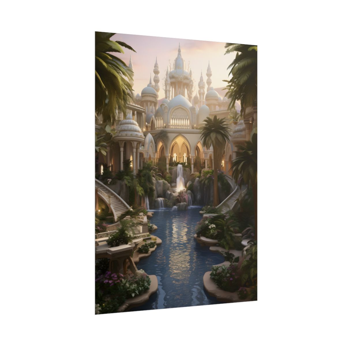 Desert Oasis Serenity: Arabian Nights-Inspired Landscape Art - Poster