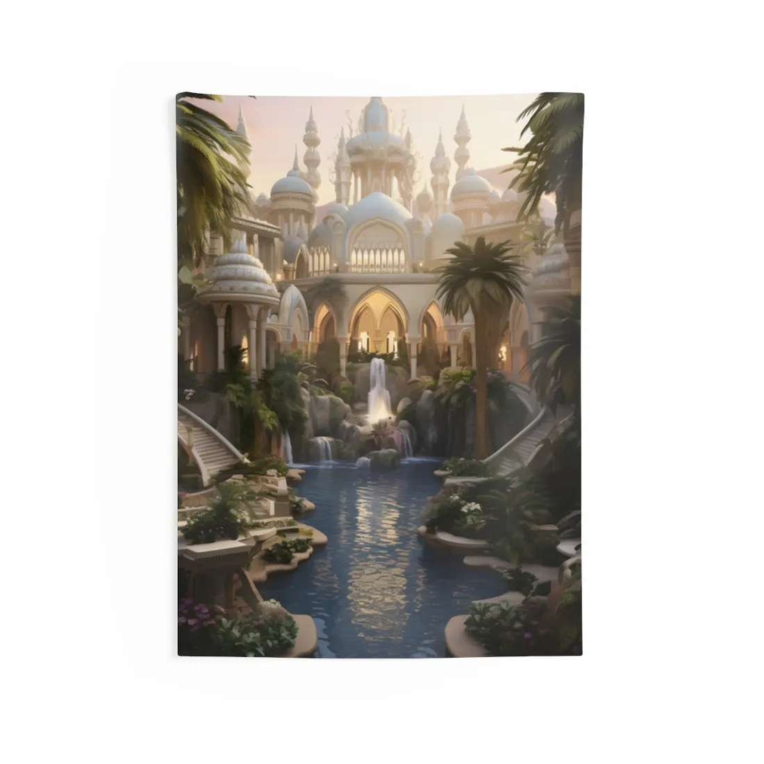 Desert Oasis Serenity: Arabian Nights-Inspired Landscape Art - Wall Tapestry
