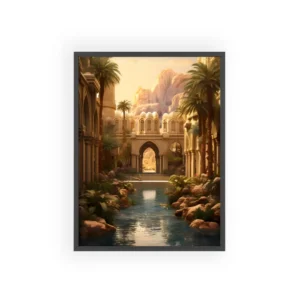 Palace Courtyard with Palm Trees Framed Poster
