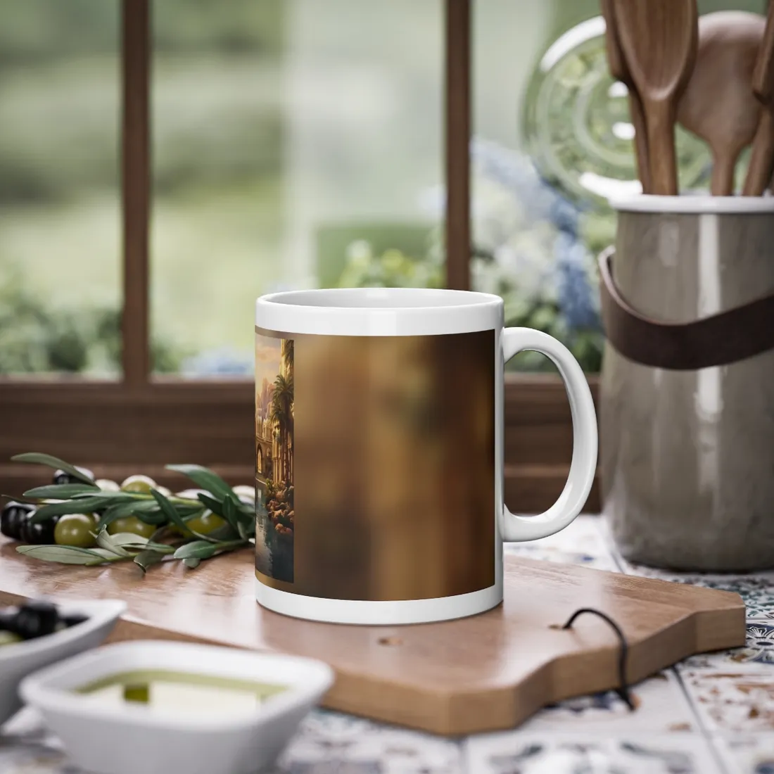 Desert Oasis Under Starry Night: Arabian Nights-Inspired Art - Mug