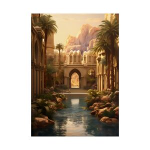Palace Courtyard with Palm Trees Poster