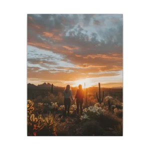 Desert Sunset with Cacti Canvas Print