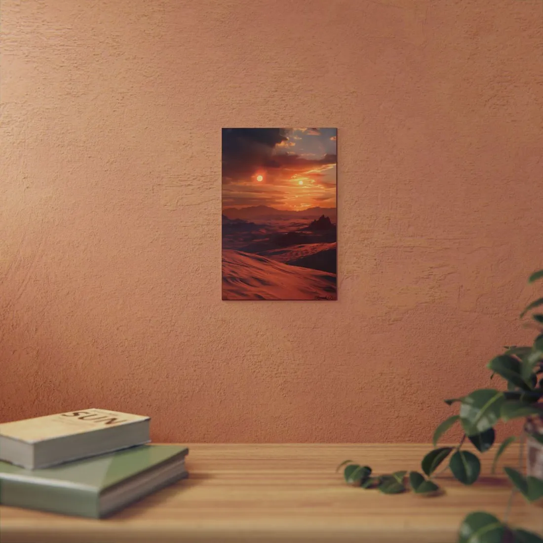 Desert Sunset Landscape: Dunes at Dusk - Metal Poster