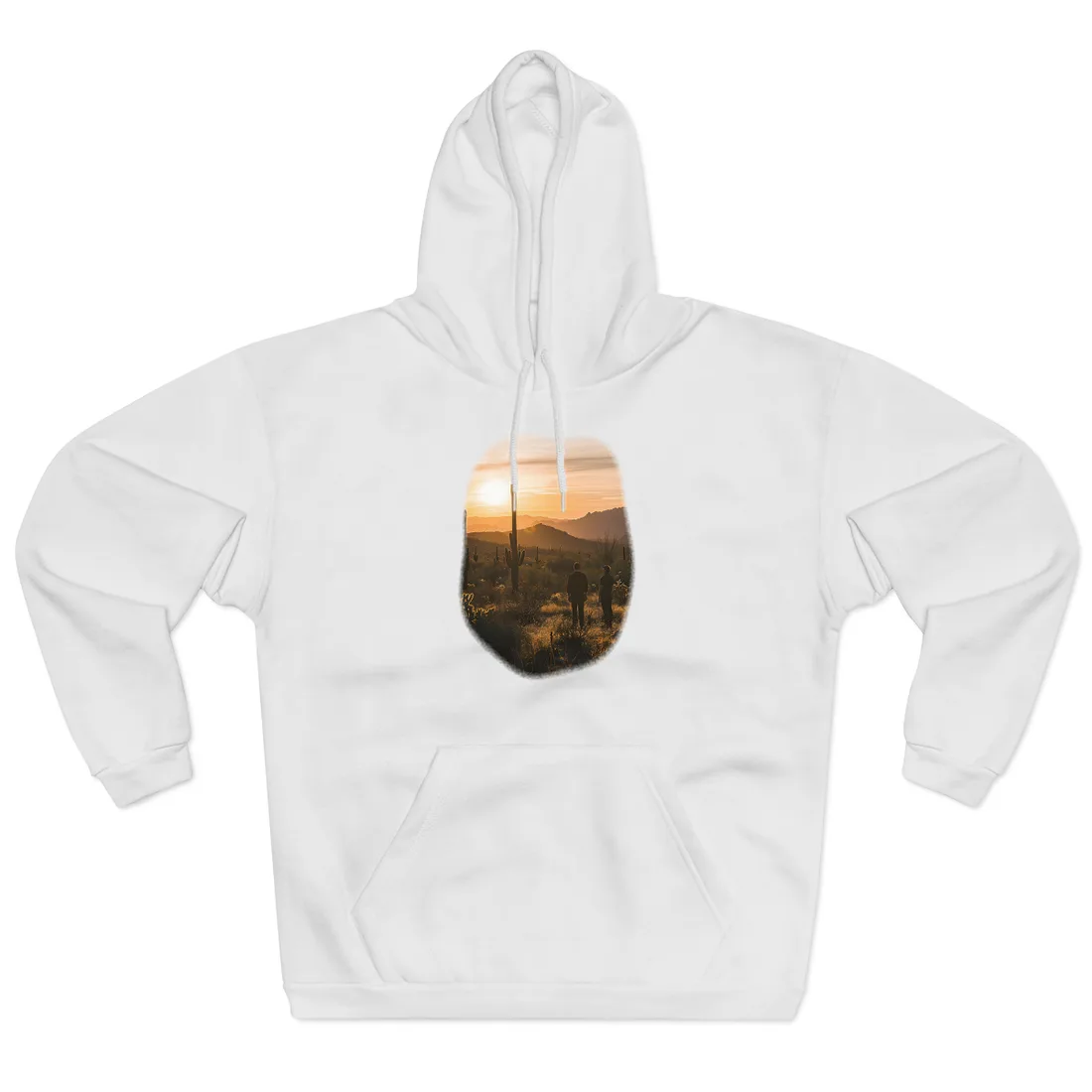 Desert Sunset Serenity: Two Friends Standing Together - Hoodie (White)