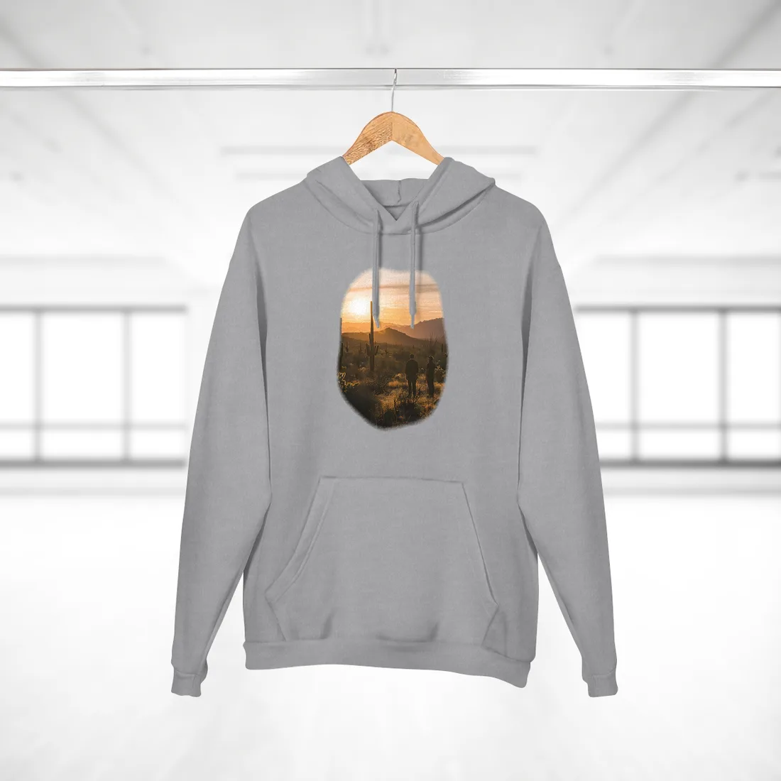 Desert Sunset Serenity: Two Friends Standing Together - Hoodie (Heather Grey)