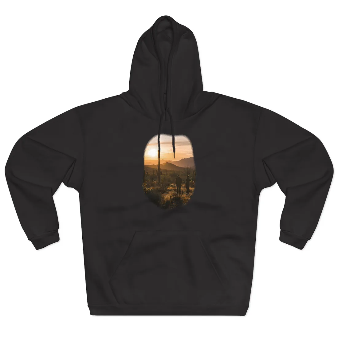 Desert Sunset Serenity: Two Friends Standing Together - Hoodie (Black)
