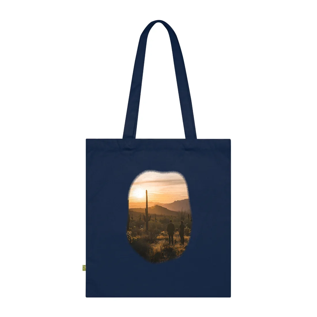 Desert Sunset Serenity: Two Friends Standing Together - Tote Bag (French Navy)