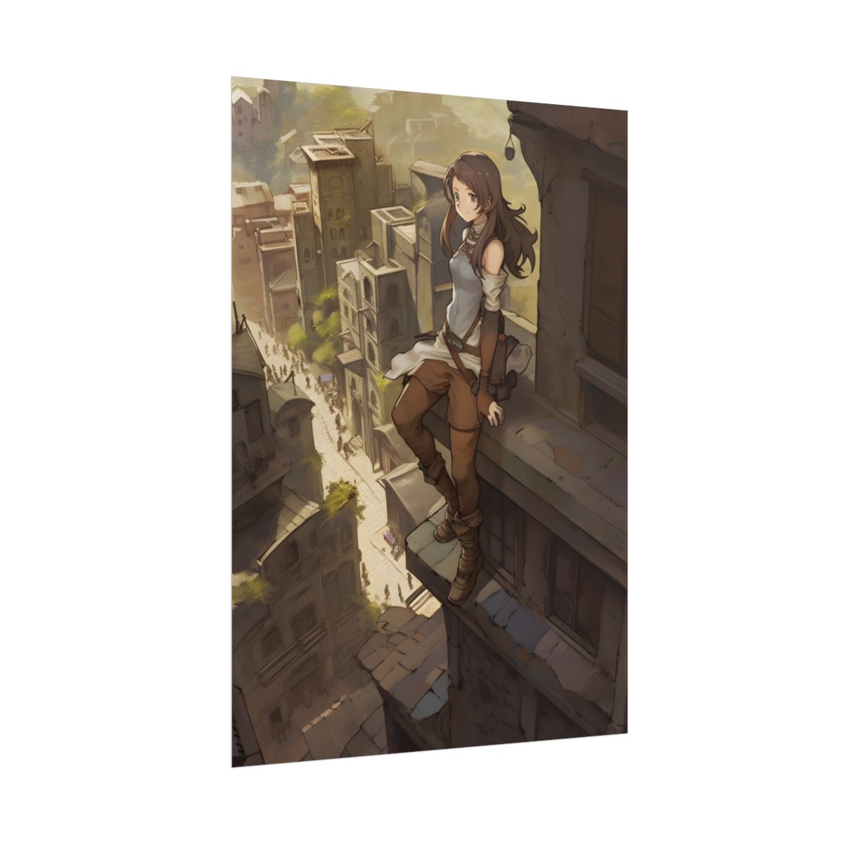 Detailed Anime Artwork: Dynamic Bird's Eye View - Poster