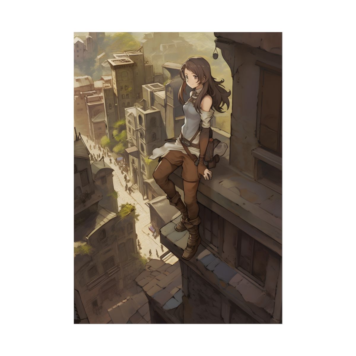 Detailed Anime Artwork: Dynamic Bird's Eye View - Poster
