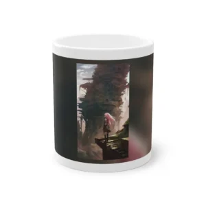 Anime Character at Fantasy Cliff Edge: Detailed Digital Art Mug