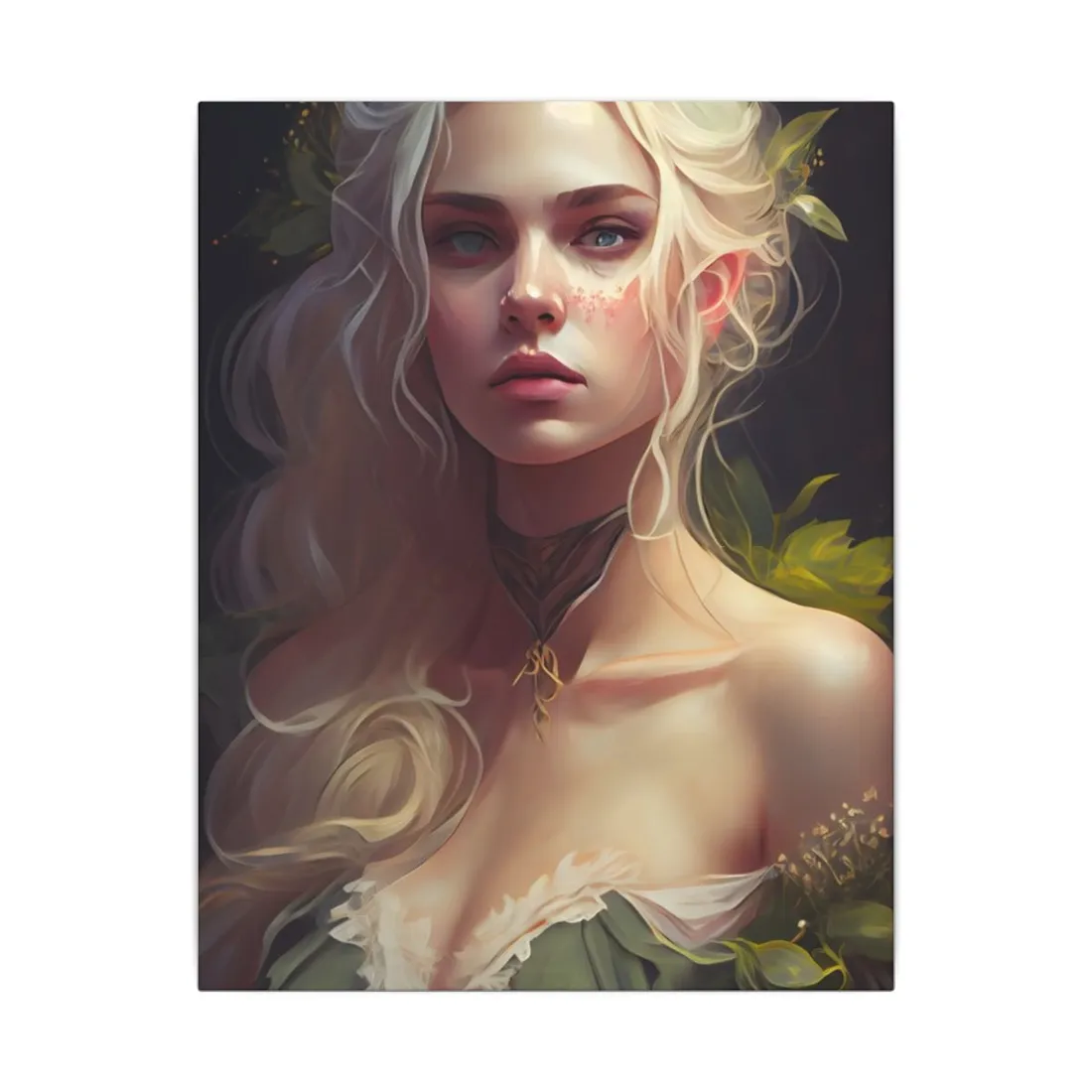 Detailed Blonde Female Portrait: Red Top - Canvas