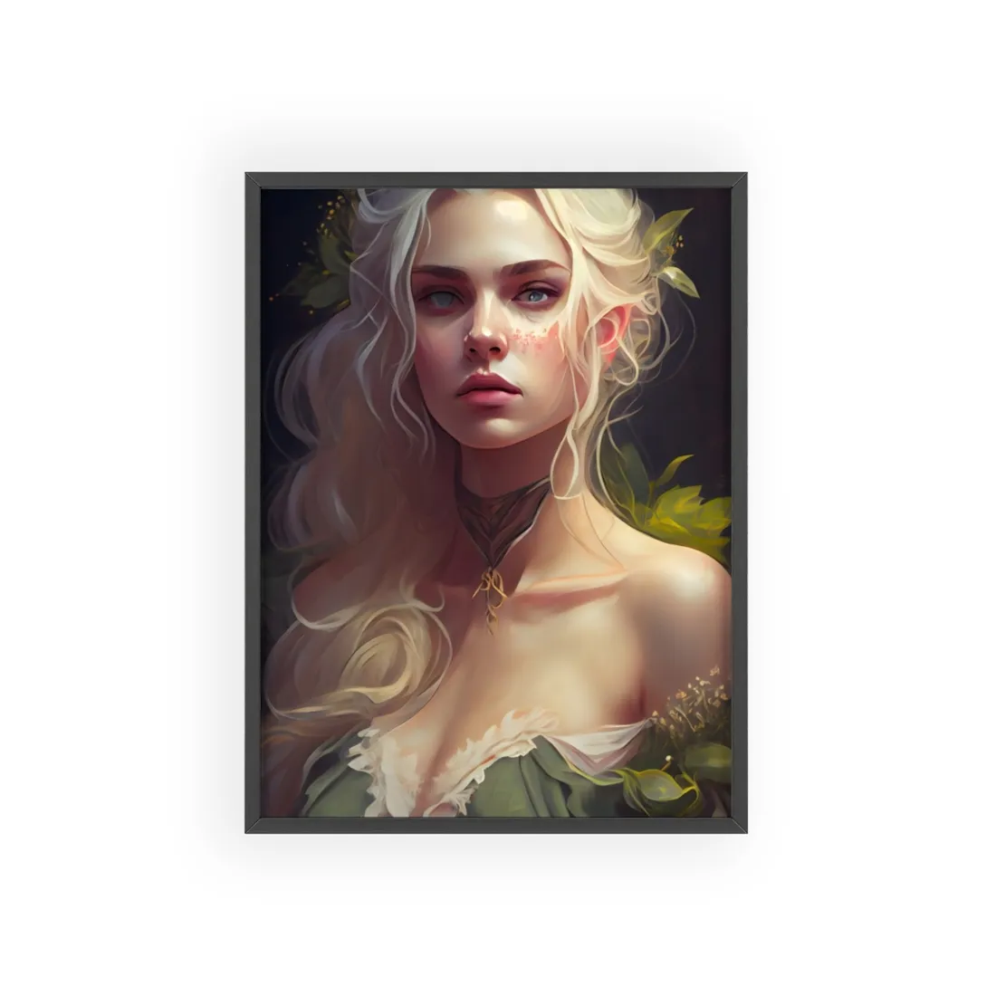 Detailed Blonde Female Portrait: Red Top - Framed Poster
