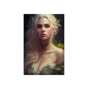 Pale-Haired Woman with Leaves Metal Poster