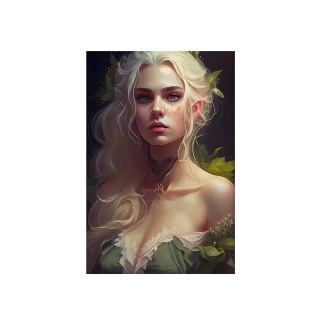 Detailed Blonde Female Portrait: Red Top - Metal Poster