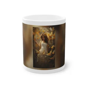 Woman Releasing Yellow Birds Mug