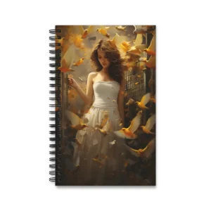Woman Releasing Yellow Birds Spiral Notebook