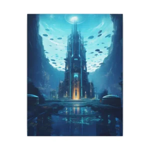 Dive into the Future: Submerged Metropol Underwater Cityscape Canvas Print